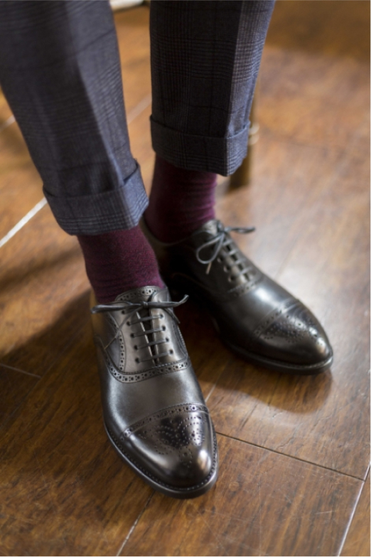 スムースレザーのセミブローグオックスフォード