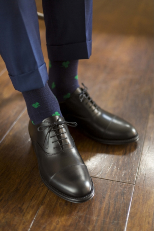 スムースレザーのキャップオックスフォード