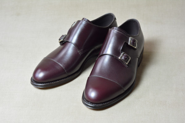 スムースレザーのキャップダブルモンク